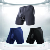 Men's extended sports underwear, men's gunball-style split four-corner anti-friction leg pants, large-sized breathable running f