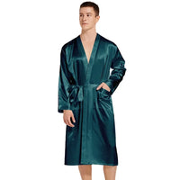 Burgundy Bridegroom Wedding Robe Long Kimono Bathrobe Gown with Pocket Belt Spring Summer Sleepwear Homewear Satin Loungewear