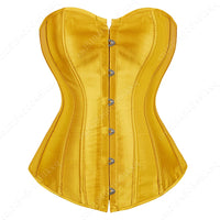 Bustier Corset Tops for Women Overbust Satin Sexy Lace Up Corset Gold Gothic Corset and Bustiers