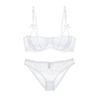 Varsbaby Sexy Lace Bra Underwear Set 2pcs Half Cup Bra Breathable See-through Briefs Sexy Lingerie plus size bra set