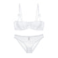 Varsbaby Sexy Lace Bra Underwear Set 2pcs Half Cup Bra Breathable See-through Briefs Sexy Lingerie plus size bra set