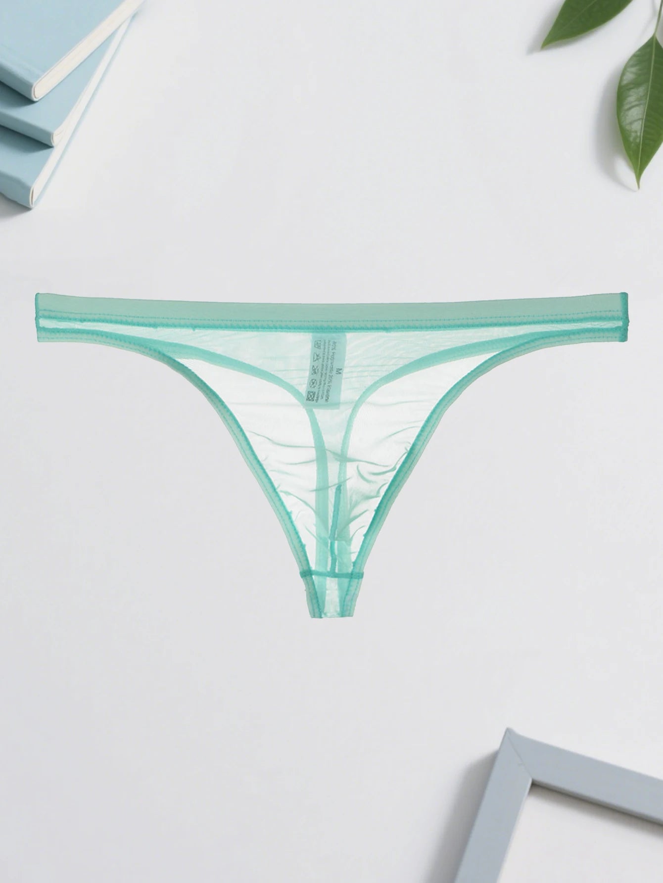 3PCS  Lightweight sexy mesh semi transparent solid color Men's breathable seamless quick drying brief