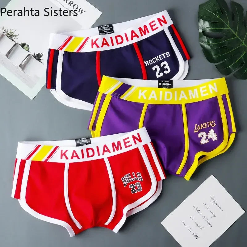 3 Pieces Mens Boxer Shorts 2024 New Multicolor Cotton Mens Underwear Boxer Summer Mid Waist Underpants Breathable Men's Panties