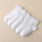 5 Pairs Fashionable Steady Solid Colour Black White Mens Socks Summer Autumn Vintage Student Boys Short Mens Low Ankle Socks