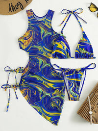 3 Pieces Bikini Set Women Leopard Halter Sexy Swimsuit 2026 Bikinis With Beach Cover Up Swimwear Backless Bandage Bathing Suit