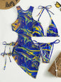 3 Pieces Bikini Set Women Leopard Halter Sexy Swimsuit 2026 Bikinis With Beach Cover Up Swimwear Backless Bandage Bathing Suit