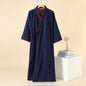 2025 New Japanese Kimono Robe Spring/Summer Men Nightgown 100% Cotton Large Size Bathrobe Men's Mid Length Home Robes Pajamas