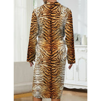 Men's bathrobe with tiger stripe element digital printing, suitable for home leisure and entertainment men's robes,quick drying.