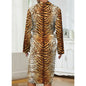 Men's bathrobe with tiger stripe element digital printing, suitable for home leisure and entertainment men's robes,quick drying.