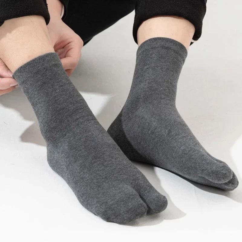 1-5Pairs Five/Two Fingers Toe Socks Breathable Autumn Socks Unisex Sports Running Absorb Sweat Antibacterial Mid-calf Socks 2025