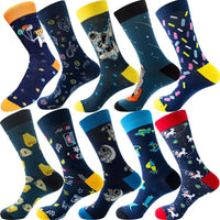 10 Pairs/Lot Funny Happy Men Socks Crew Socks Colorful Combed Cotton Christmas Rhombus Casual Fashion Autumn Big Size Men Socks