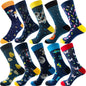 10 Pairs/Lot Funny Happy Men Socks Crew Socks Colorful Combed Cotton Christmas Rhombus Casual Fashion Autumn Big Size Men Socks