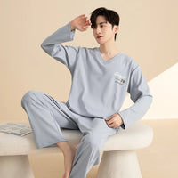 Autumn Cotton Pijama for Men Plus Size 3XL Lounge Pyjamas Set Male 2 Pieces Set Sleepwear Sleeping Top Pant Home Suit 2022