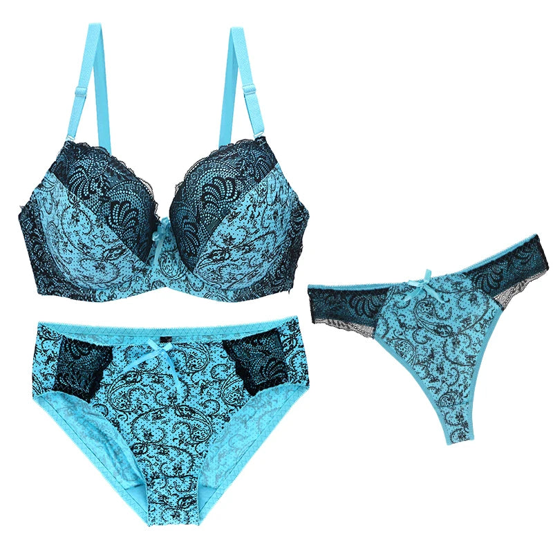 Nouvell Seamless Push Up Bra Sets For Women 3 Piece Underwear Transparent BCDEF Cup Beige Black Blue Purple Red White Lingerie