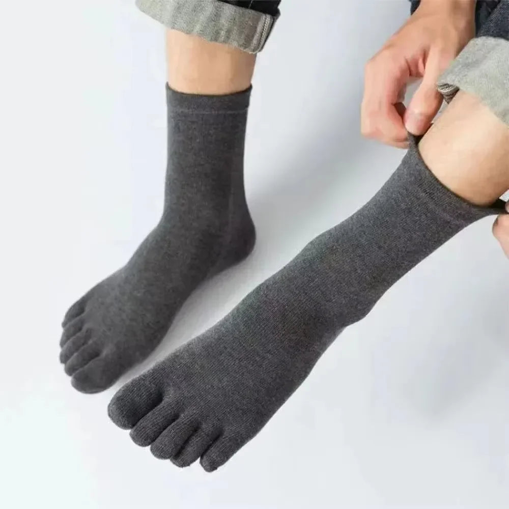 1-5Pairs Five/Two Fingers Toe Socks Breathable Autumn Socks Unisex Sports Running Absorb Sweat Antibacterial Mid-calf Socks 2025