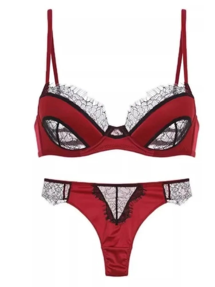 French Style Sexy Lingerie Ultra Thin Eyelash Lace Bra for Large Breasts Anti Sagging Support Bra Minimizer Bras for Women S-XL