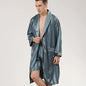 Men Pajamas Satin Kimono Robe Gown With Pants Thin Nightgown Two-pieces Bathrobe&Trousers Suit Summer Long Sleeve Nightwear