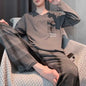 Men's Long-Sleeved Pullover Pajamas New Knitted Cotton Large Size Sports Simple Leisure Homewear Round Neck Solid Loungewear
