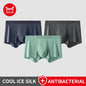 MIIOW 3Pcs Ice Silk Man Underwear Boxer Metal Fiber Antistatic Men Underpants Seamless Cut Hem Men's Panties Boxers Shorts Trunk