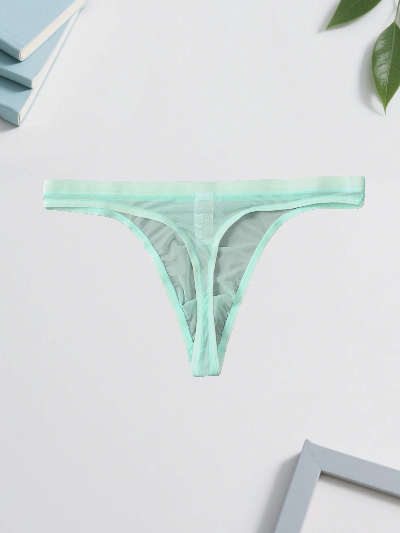 3PCS  Lightweight sexy mesh semi transparent solid color Men's breathable seamless quick drying brief