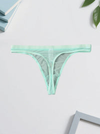 3PCS  Lightweight sexy mesh semi transparent solid color Men's breathable seamless quick drying brief