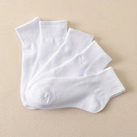 5 Pairs Fashionable Steady Solid Colour Black White Mens Socks Summer Autumn Vintage Student Boys Short Mens Low Ankle Socks