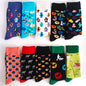 10 Pairs/Lot Funny Happy Men Socks Crew Socks Colorful Combed Cotton Christmas Rhombus Casual Fashion Autumn Big Size Men Socks