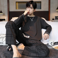 Autumn Cotton Pijama for Men Plus Size 3XL Lounge Pyjamas Set Male 2 Pieces Set Sleepwear Sleeping Top Pant Home Suit 2022