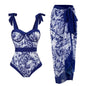 2026 New 2-Piece Women Bikini Set Bodysuit Skirt Cover Ups Sets Women Swimsuit Bandage Bathing Fashion Print Splice Beach Suit