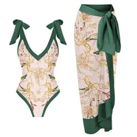2026 New 2-Piece Women Bikini Set Bodysuit Skirt Cover Ups Sets Women Swimsuit Bandage Bathing Fashion Print Splice Beach Suit