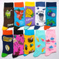 10 Pairs/Lot Funny Happy Men Socks Crew Socks Colorful Combed Cotton Christmas Rhombus Casual Fashion Autumn Big Size Men Socks