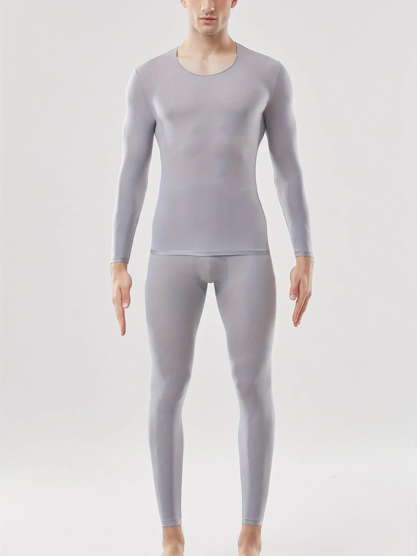 Autumn and Winter Men's Thermal Underwear Set - Semi-Transparent Comfortable Stretch Warm Top and Pants