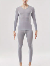 Autumn and Winter Men's Thermal Underwear Set - Semi-Transparent Comfortable Stretch Warm Top and Pants