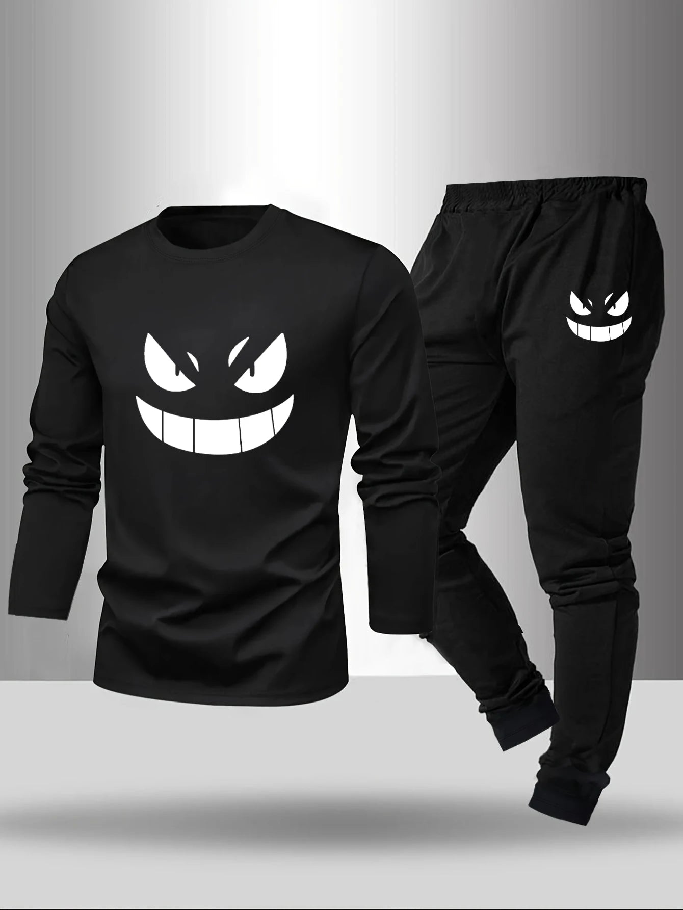 2-piece set of men's pajamas for spring summer autumn winter long sleeved pants geometric pattern base shirt home suit set