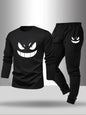 2-piece set of men's pajamas for spring summer autumn winter long sleeved pants geometric pattern base shirt home suit set