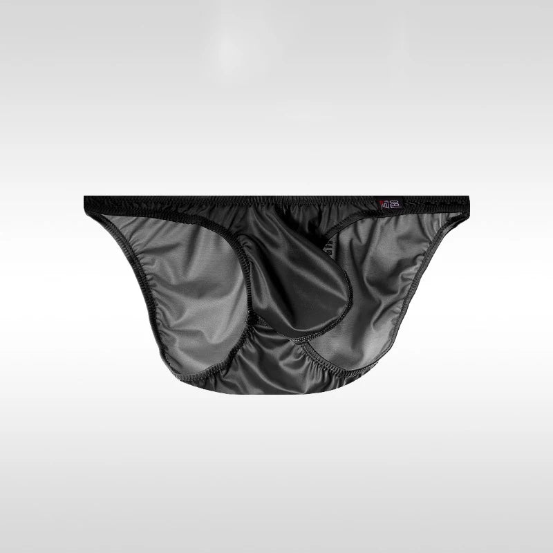 3PCS Japanese men's underwear ice silk low waist sexy triangle pants U convex three-dimensional silky tight