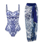 2026 New 2-Piece Women Bikini Set Bodysuit Skirt Cover Ups Sets Women Swimsuit Bandage Bathing Fashion Print Splice Beach Suit