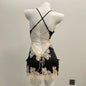 Silk Nightgowns Sexy Pajamas Pure Desire High Quality Deep V Nightdress Small Chest Hollow Lace Halter Pajama Dress Home Clothes