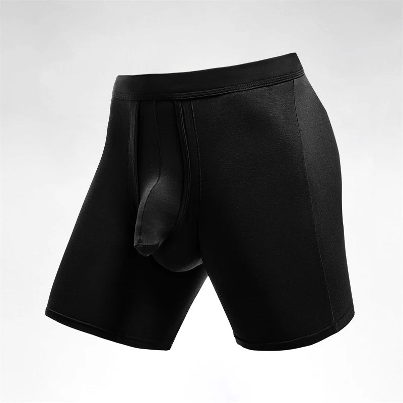 Men's extended sports underwear, men's gunball-style split four-corner anti-friction leg pants, large-sized breathable running f