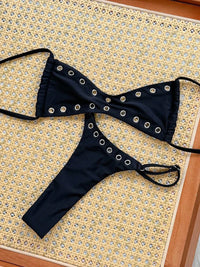 XS - L Halter Mini Micro Thong Bikini Women Swimwear Female Swimsuit Two-pieces Bikini Set Metal Rings Bather Bathing Suit Swim