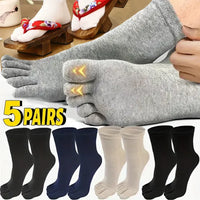 1-5Pairs Five/Two Fingers Toe Socks Breathable Autumn Socks Unisex Sports Running Absorb Sweat Antibacterial Mid-calf Socks 2025