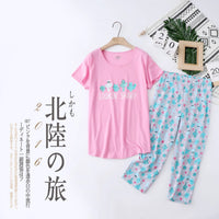 Pajama Sets for Women Summer Short Sleeve Plus Size Lightweight Sleepwear Suit Cute Fresh Homewear 2pcs Suits