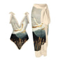 2026 New 2-Piece Women Bikini Set Bodysuit Skirt Cover Ups Sets Women Swimsuit Bandage Bathing Fashion Print Splice Beach Suit