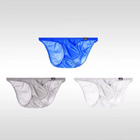 3PCS Japanese men's underwear ice silk low waist sexy triangle pants U convex three-dimensional silky tight