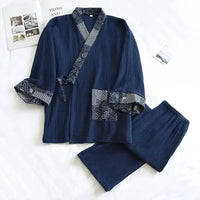 New Men's Cotton Pajama Sets Japanese Kimono Plus Size Long Sleeve Pant Suit Casual Comfortable Home Service Two-piece Sleepwear