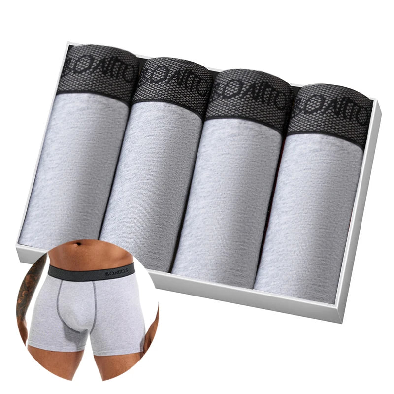 4pcs Cotton Men's Panties Sexy Boxers For Man Trunk High Quality Mens Boxer Underwear Family Male Underpants Gift Calecon