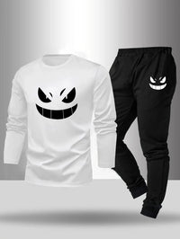 2-piece set of men's pajamas for spring summer autumn winter long sleeved pants geometric pattern base shirt home suit set