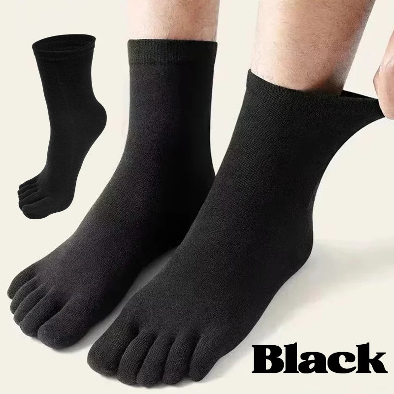 1-5Pairs Five/Two Fingers Toe Socks Breathable Autumn Socks Unisex Sports Running Absorb Sweat Antibacterial Mid-calf Socks 2025