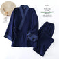 New Men's Cotton Pajama Sets Japanese Kimono Plus Size Long Sleeve Pant Suit Casual Comfortable Home Service Two-piece Sleepwear