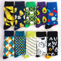 10 Pairs/Lot Funny Happy Men Socks Crew Socks Colorful Combed Cotton Christmas Rhombus Casual Fashion Autumn Big Size Men Socks